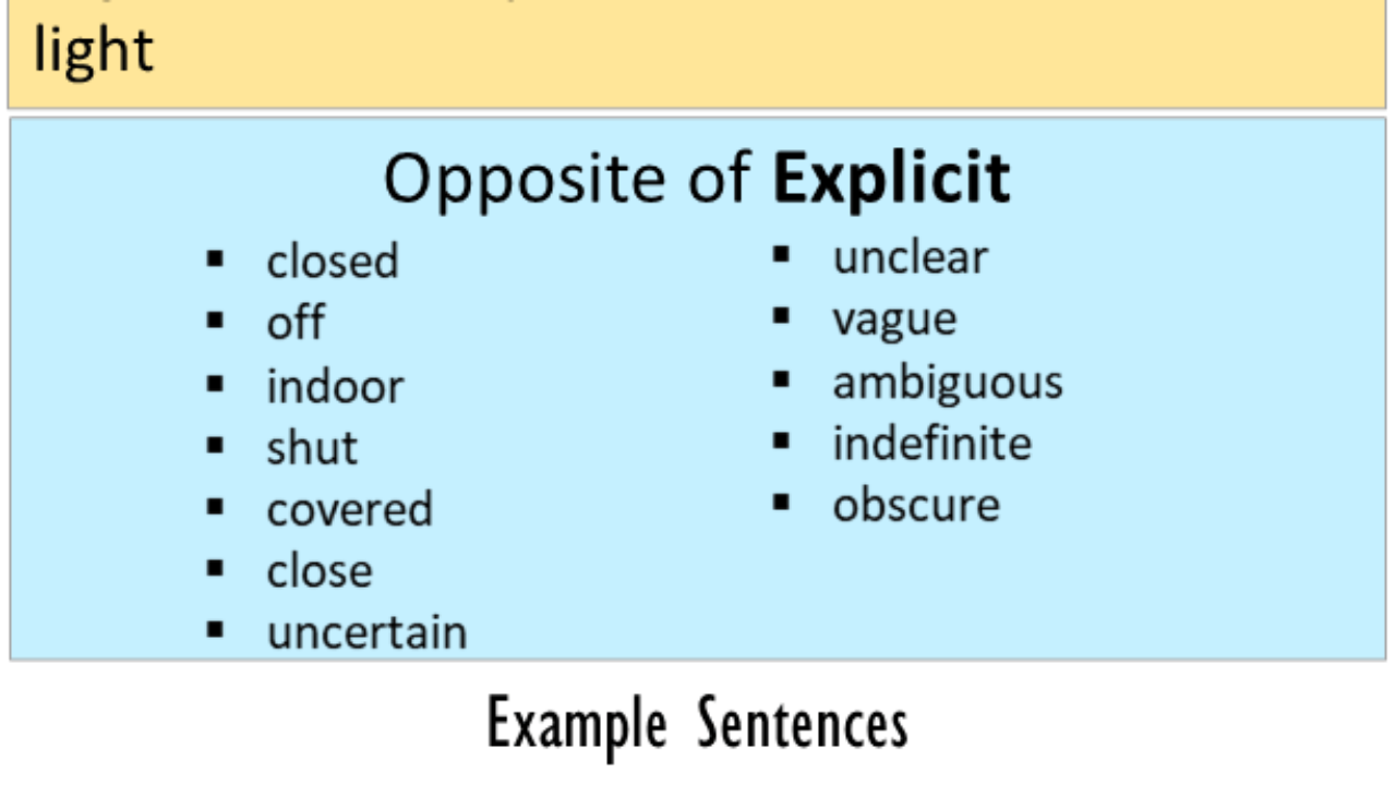 antonyms of explicit