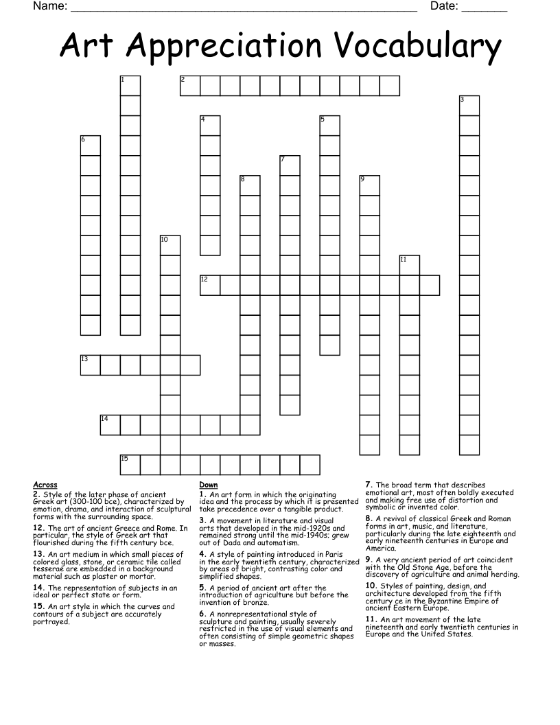 artful crossword