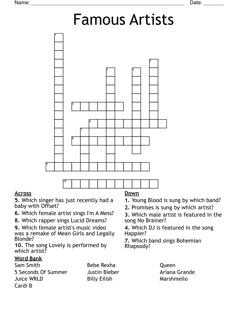 artists work crossword clue