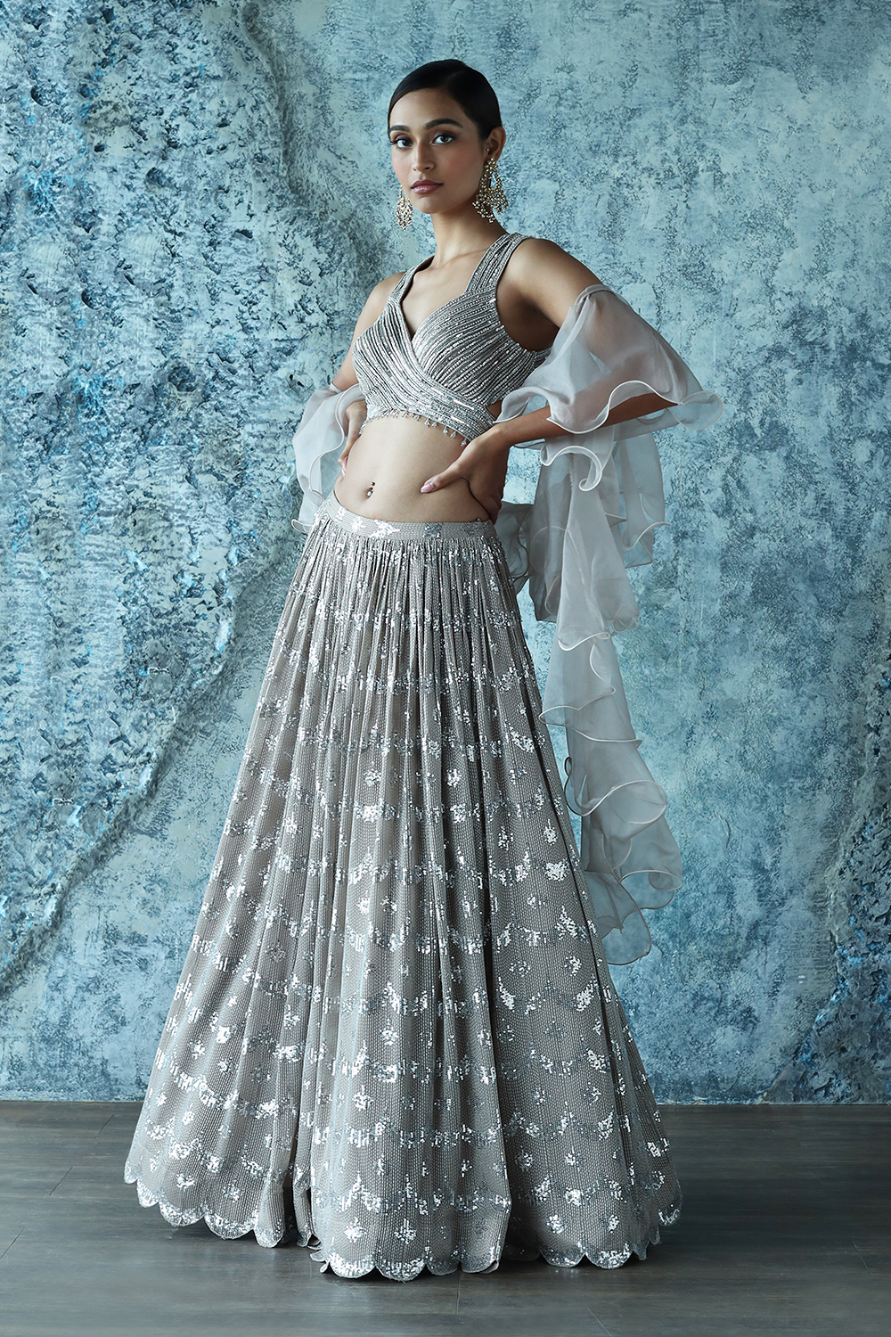 ash colour lehenga