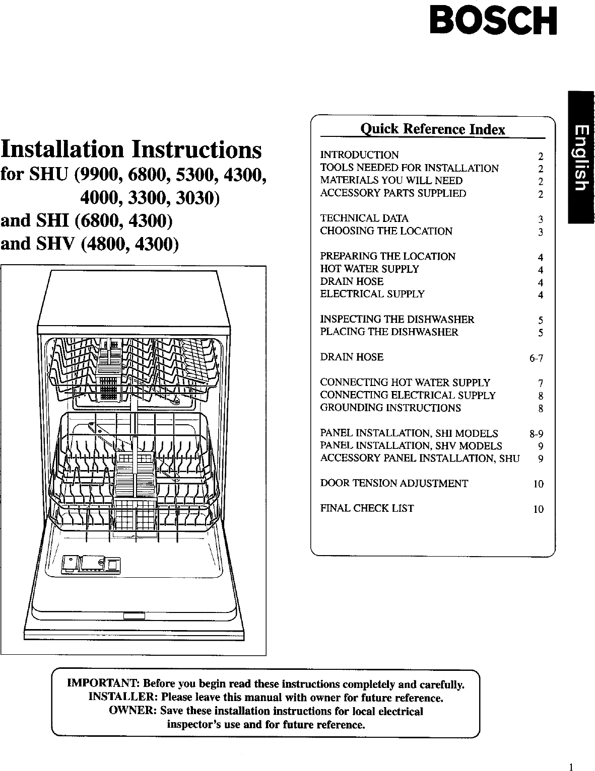 bosch dishwasher user manual