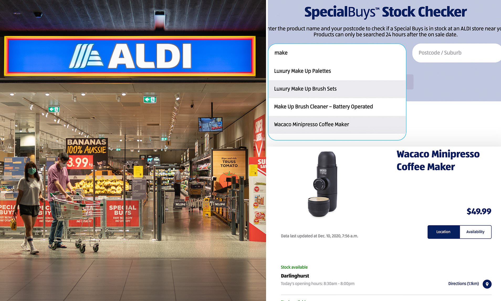 aldi stock check