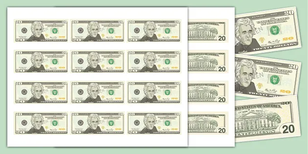 printable 20 dollar bill actual size