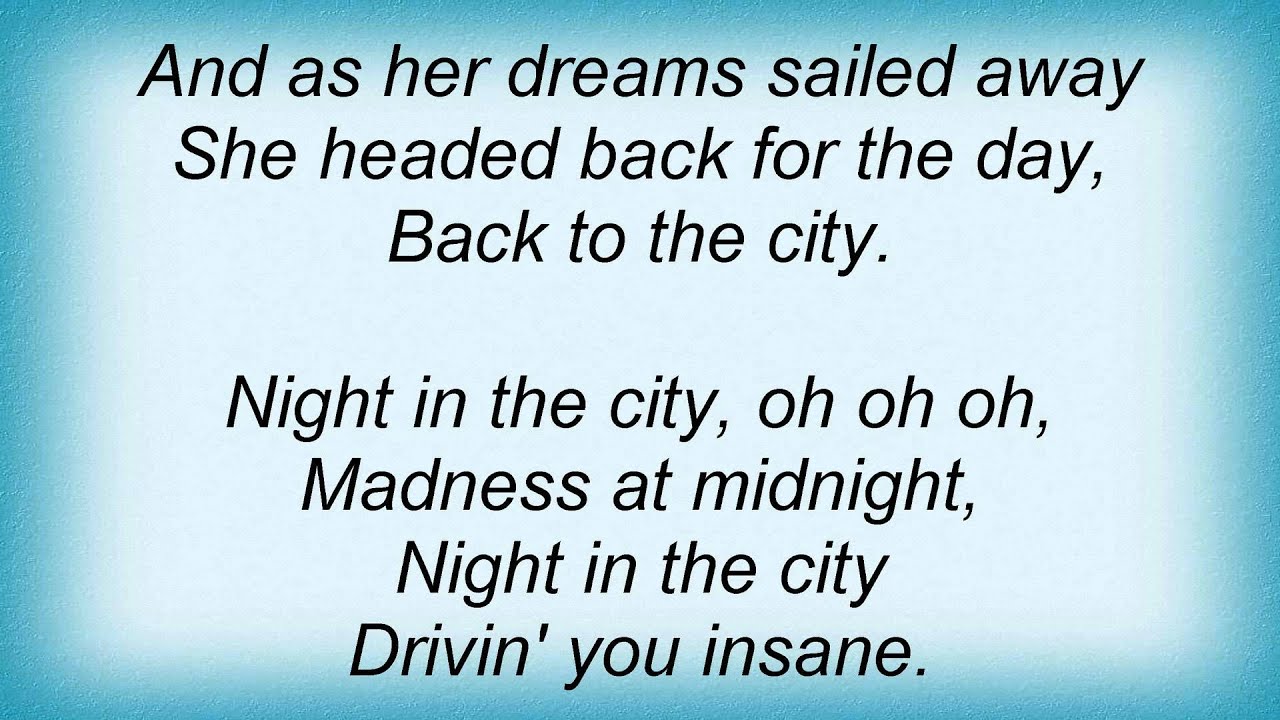 night in the city elo lyrics