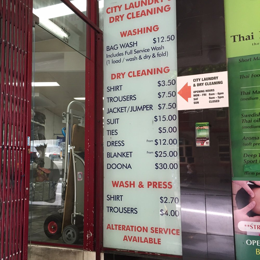 lawrence dry cleaners price list