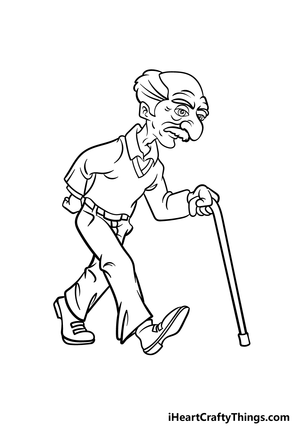 how to draw an old man easy