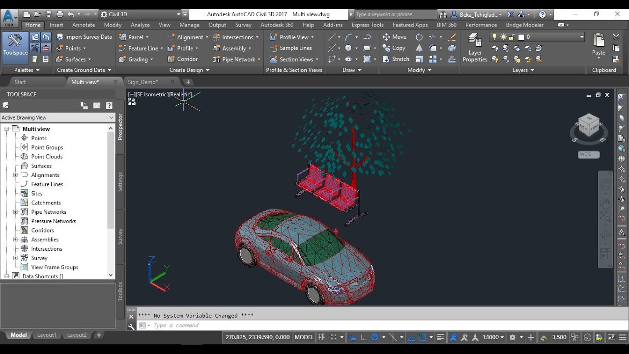 multi view block autocad