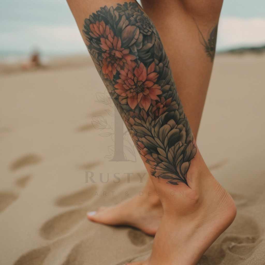 shin tattoo female