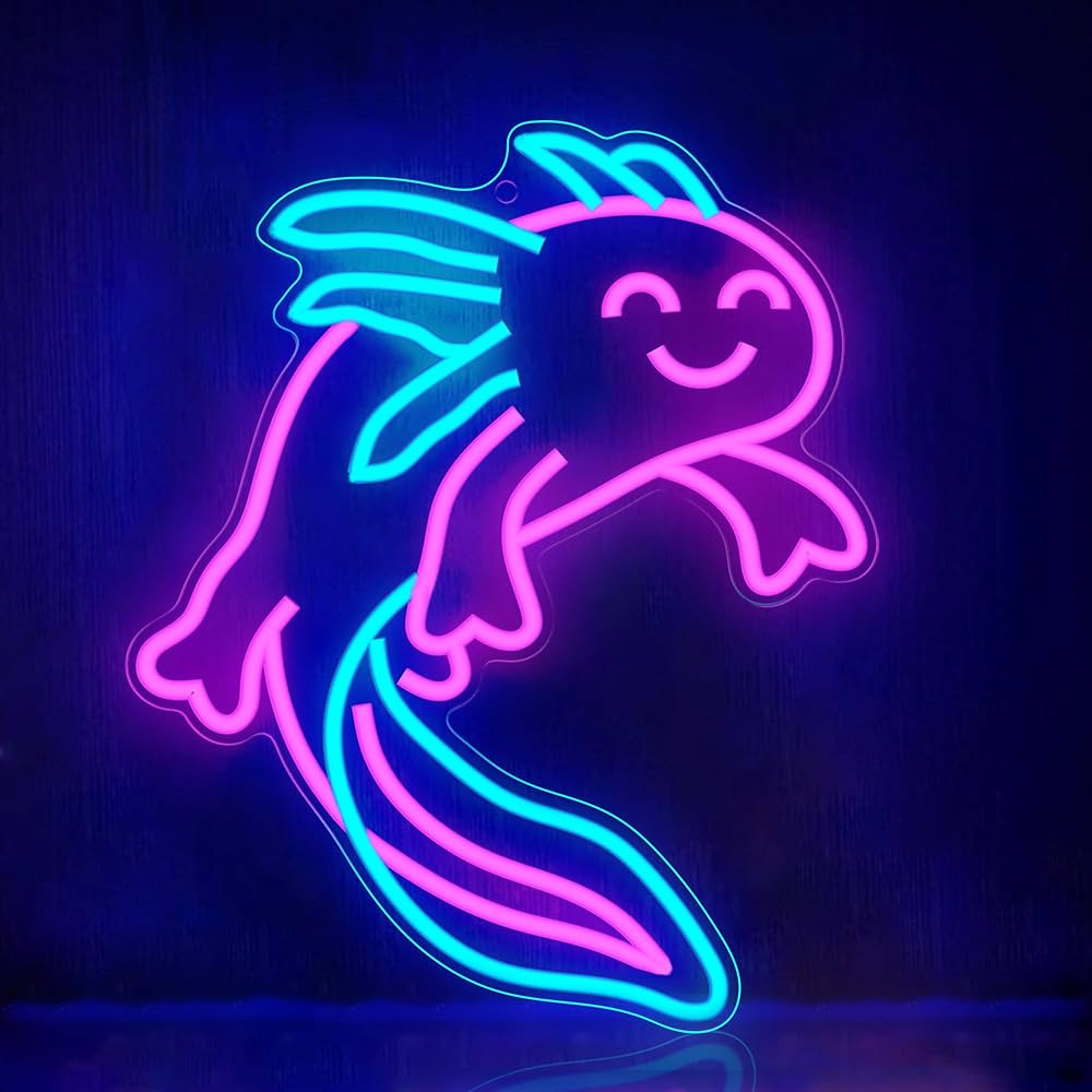 blue neon axolotl