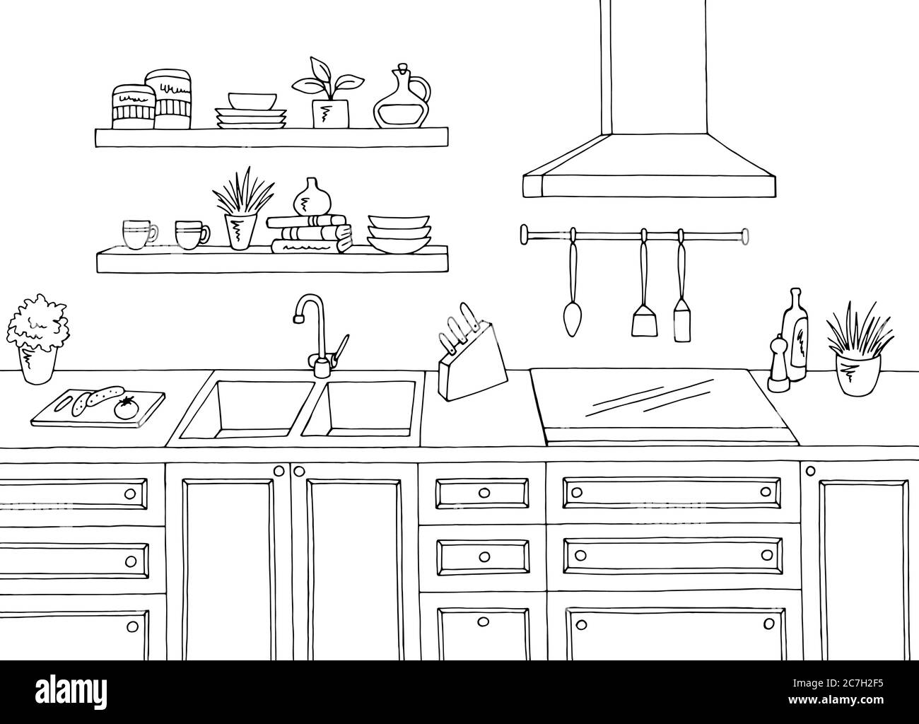 kitchen clip art black and white