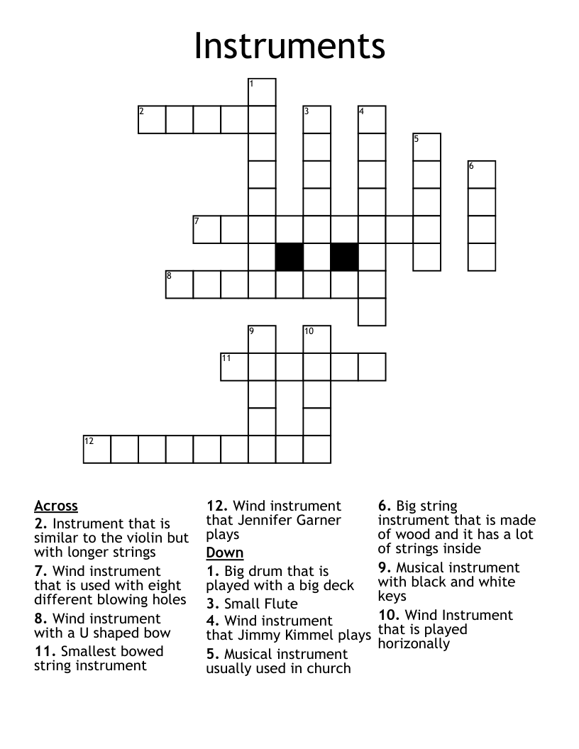 big wind instrument crossword