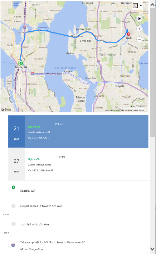 bing maps and driving directions