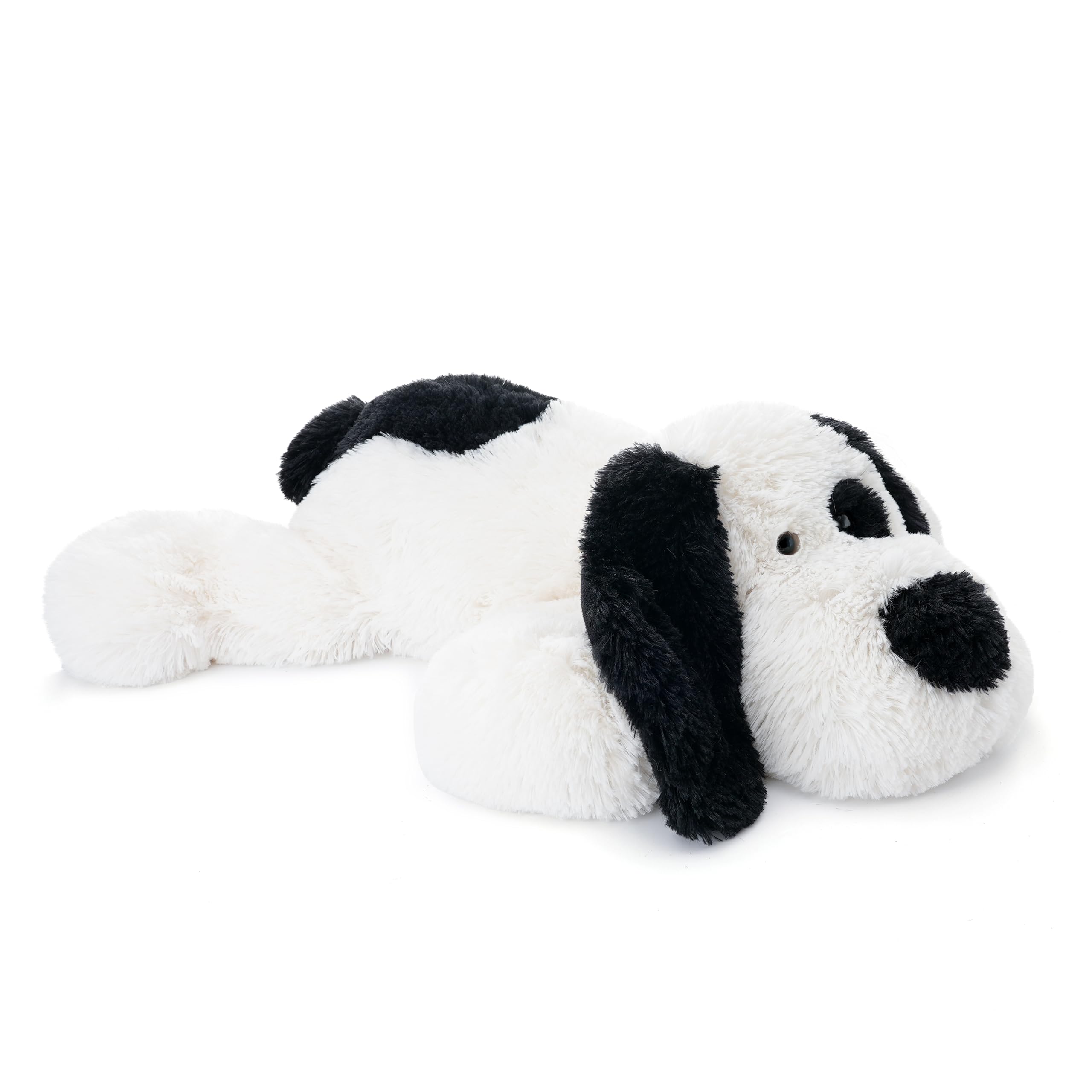 black and white dog stuffed animal