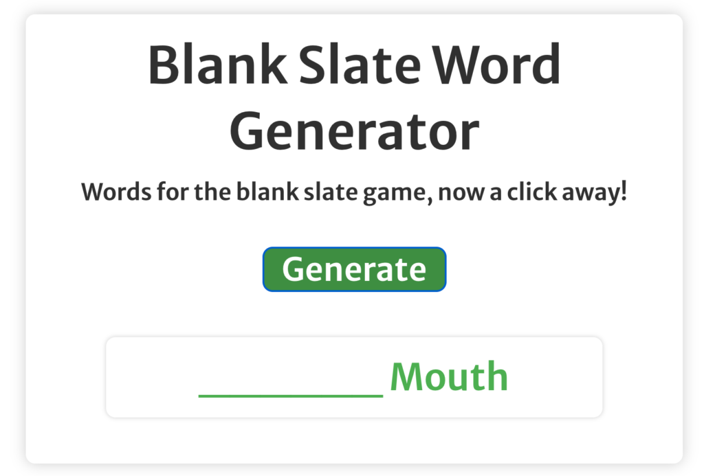 blank slate word list pdf