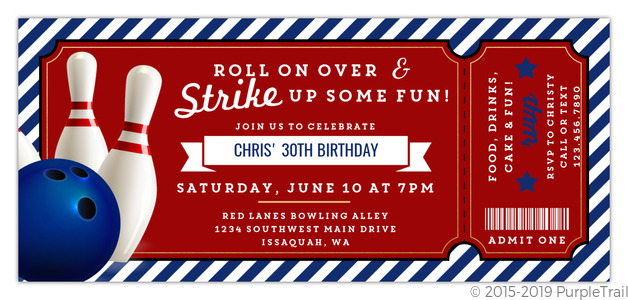 bowling birthday invitation