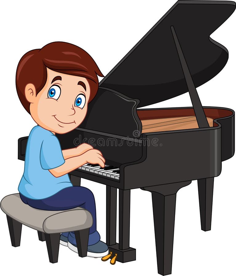 boy playing piano clipart