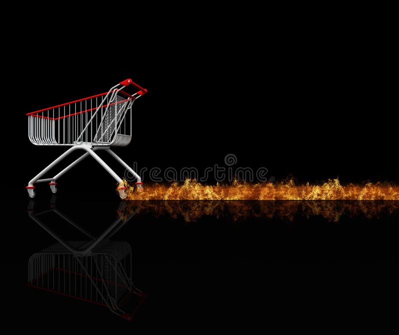 burning shopping cart wallpaper