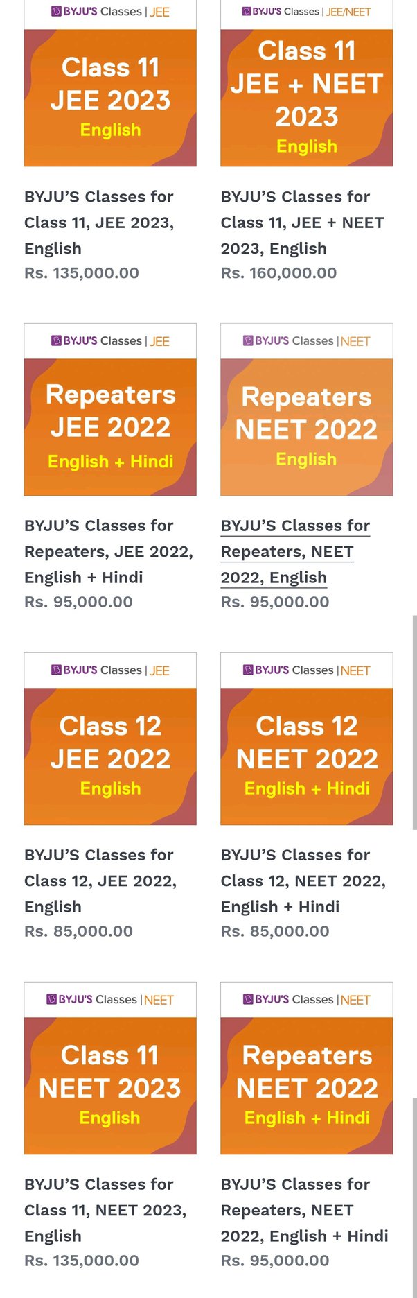 byju classes fees for class 8