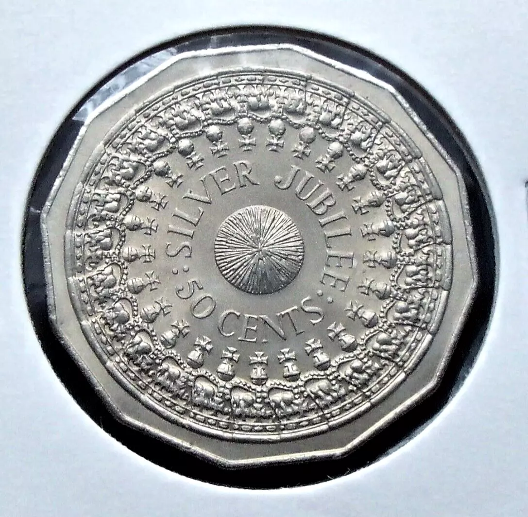 1977 silver jubilee 50 cent coin