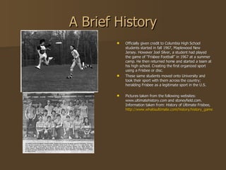 brief history of frisbee