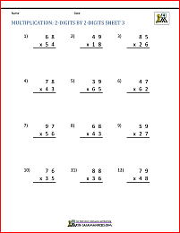 2 digit multiplication worksheets