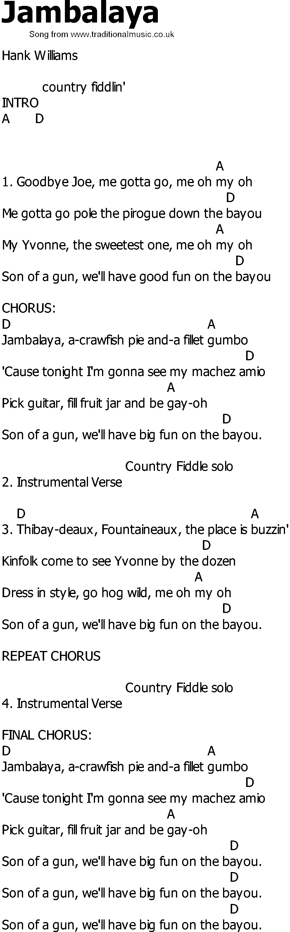 jambalaya lyrics