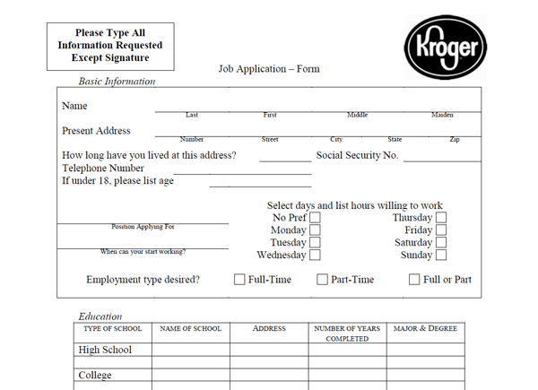 kroger job application