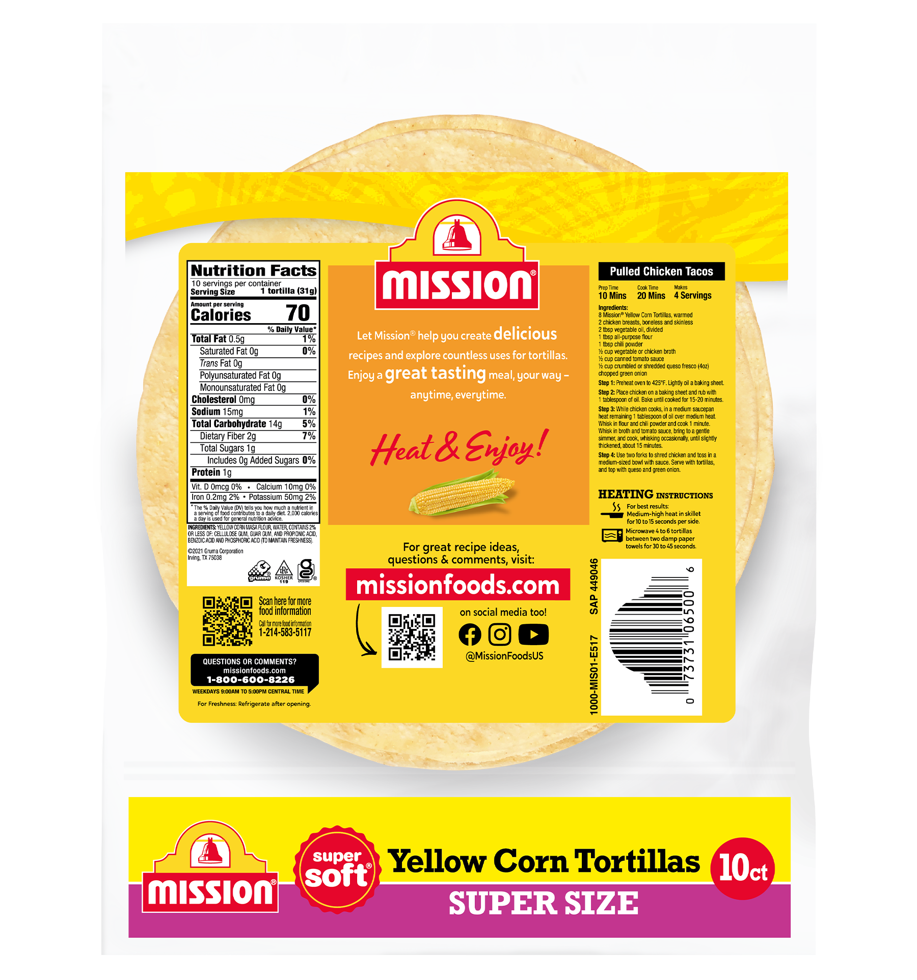 mission super size yellow corn tortillas