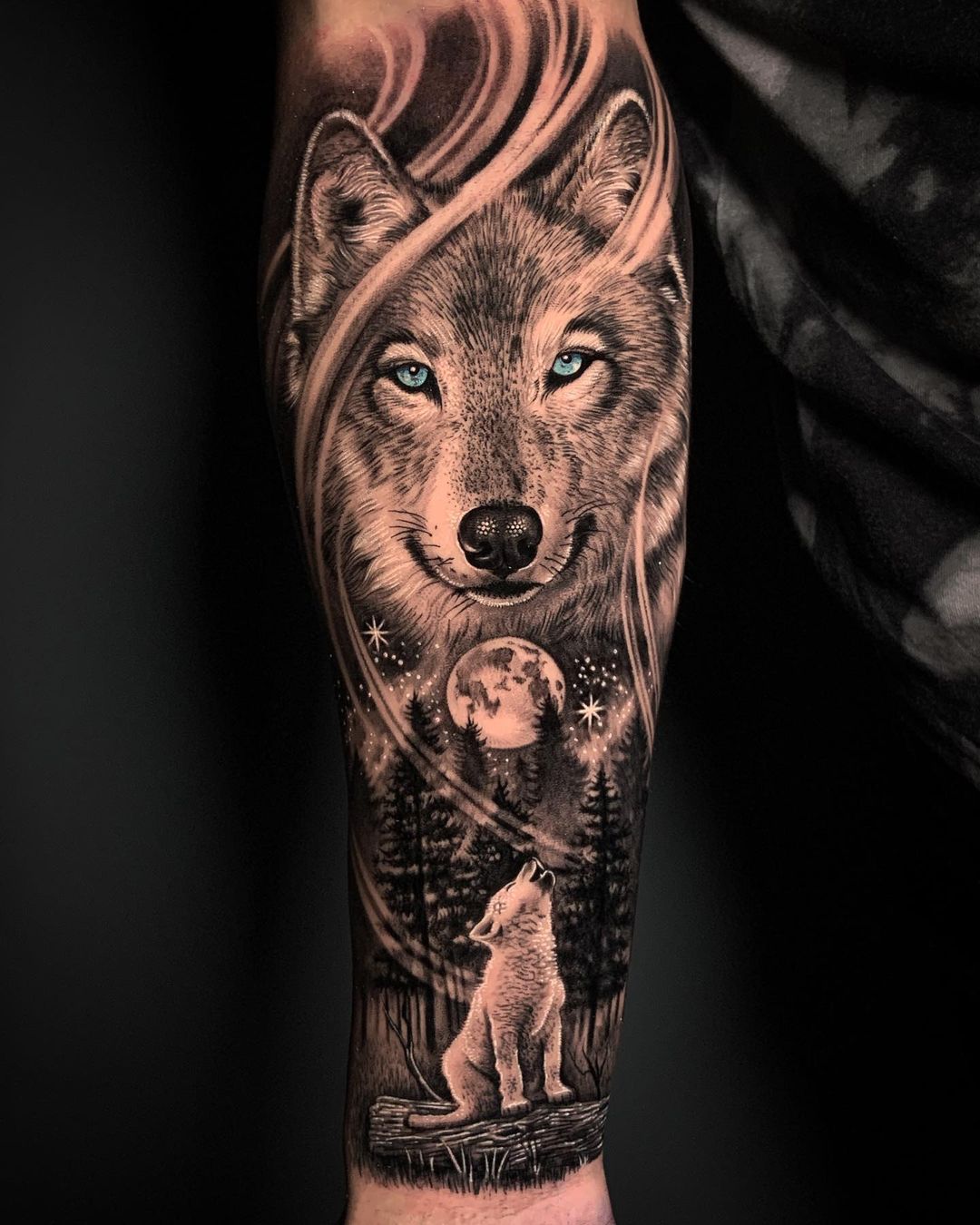 angry lone wolf tattoo