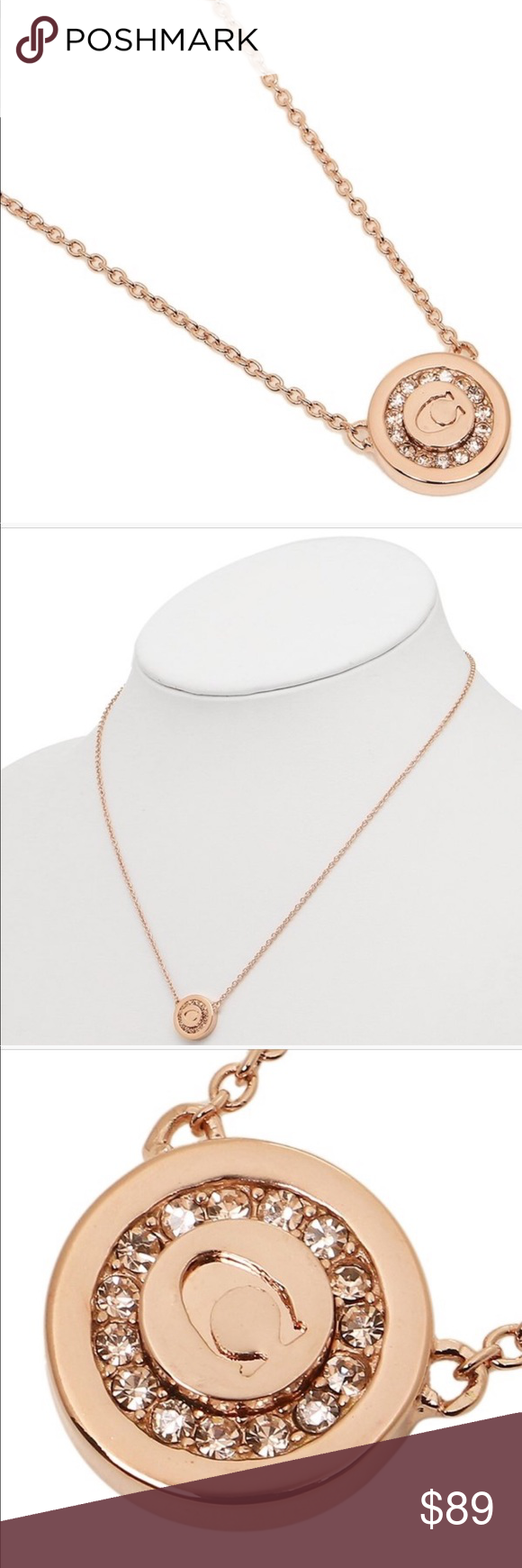 coach necklace rose gold