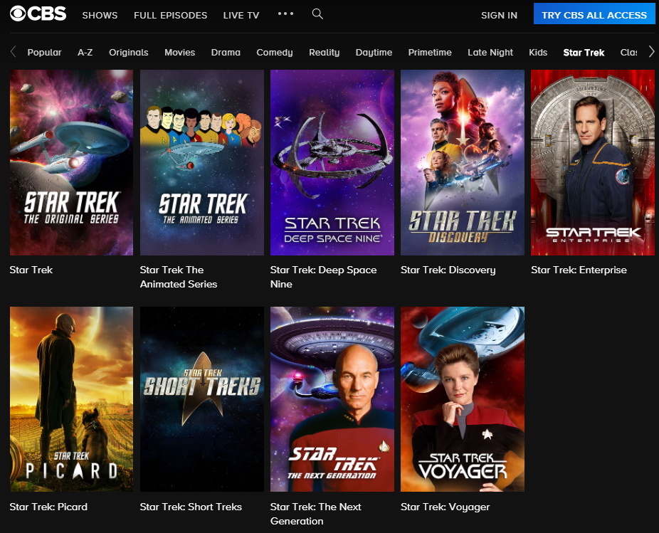 list of star trek shows