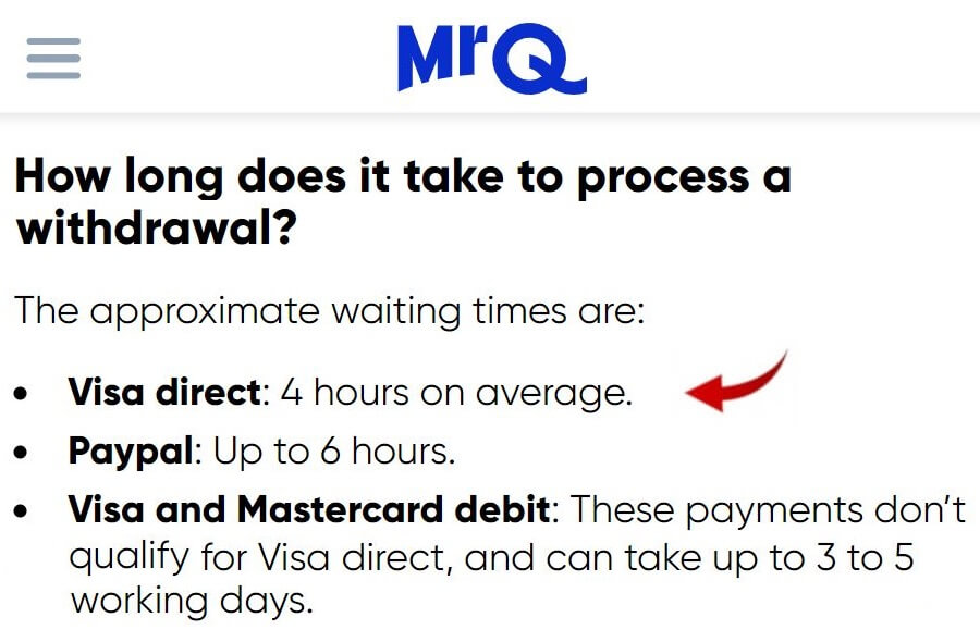 mrq withdrawal time