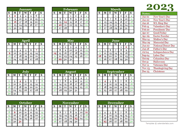 calendario 2023 editable word