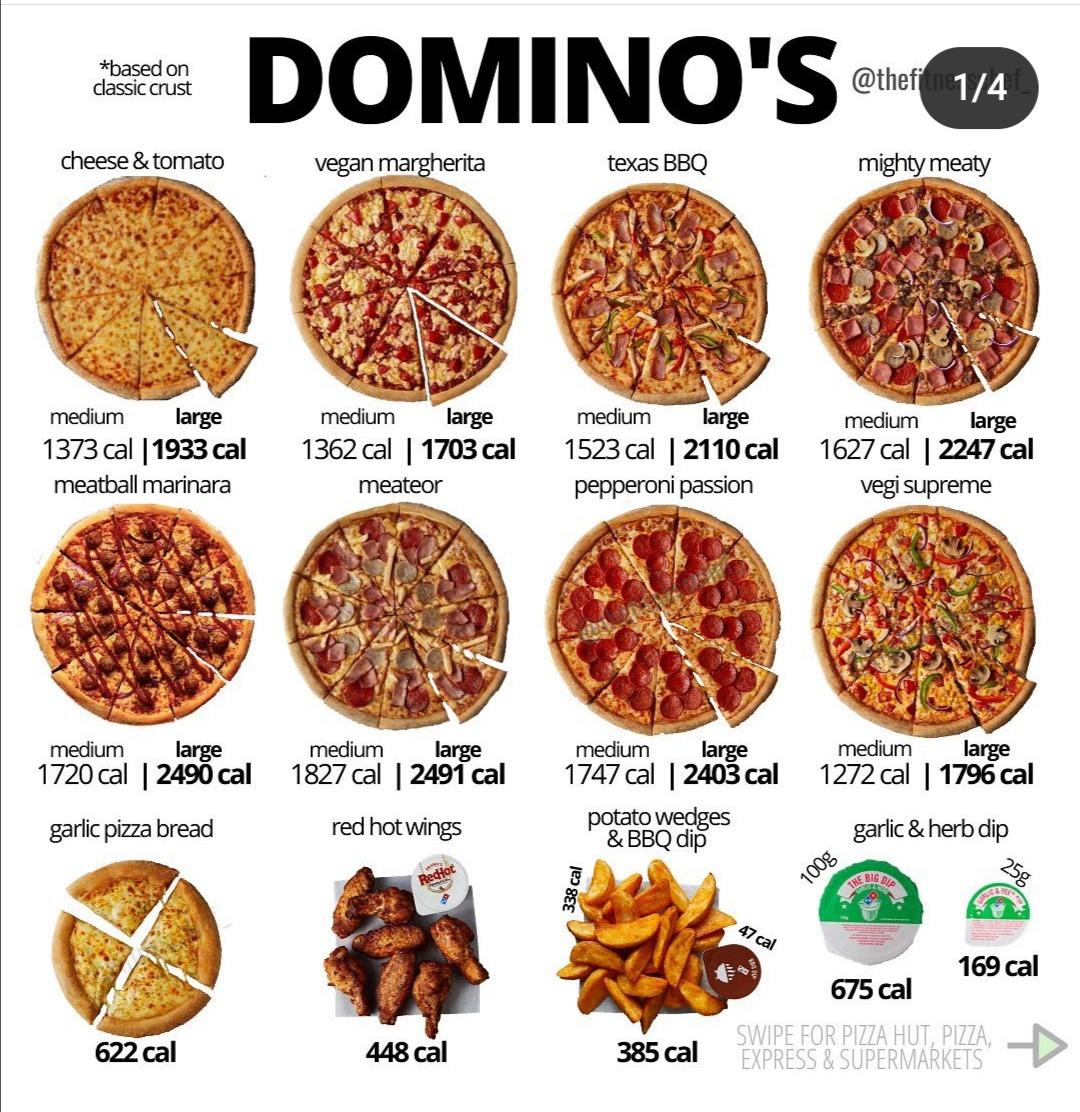 calories in a large dominos pizza