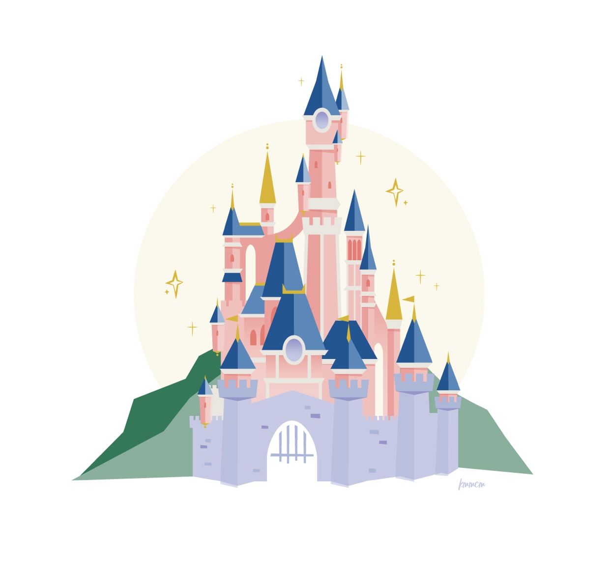 cartoon disney castle drawing