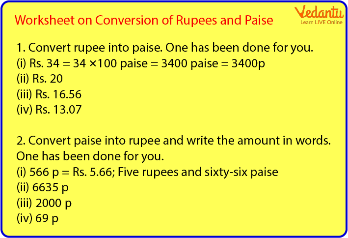 100 paise is equal to how many rupees