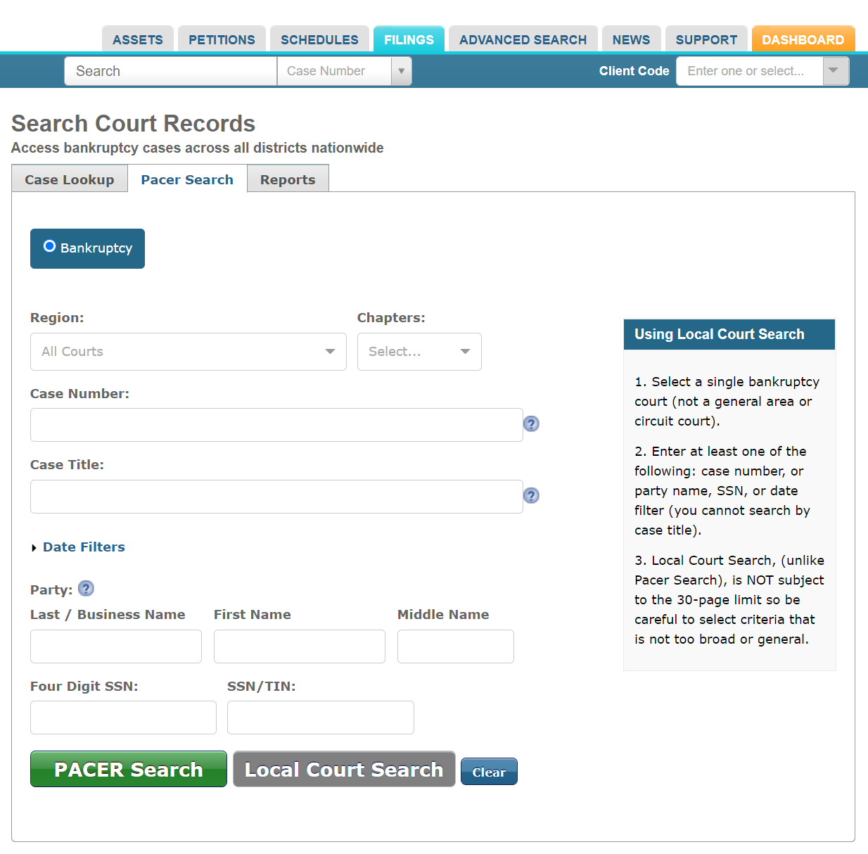 pacer case locator