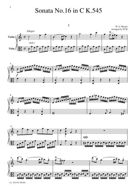 piano sonata no 16 mozart sheet music