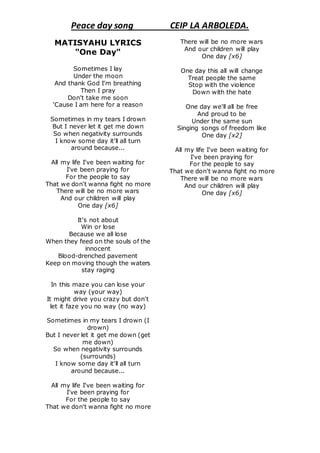 one day song lyrics