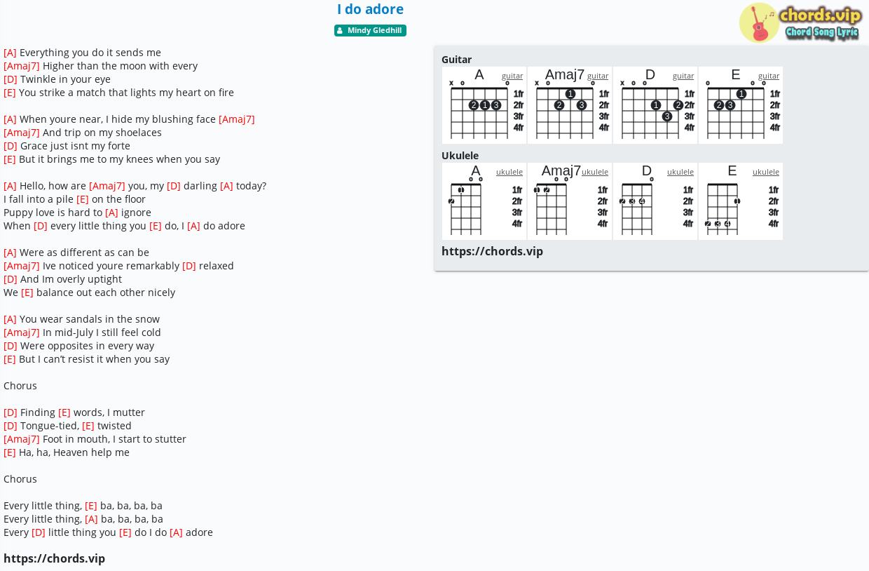 i do adore chords ukulele
