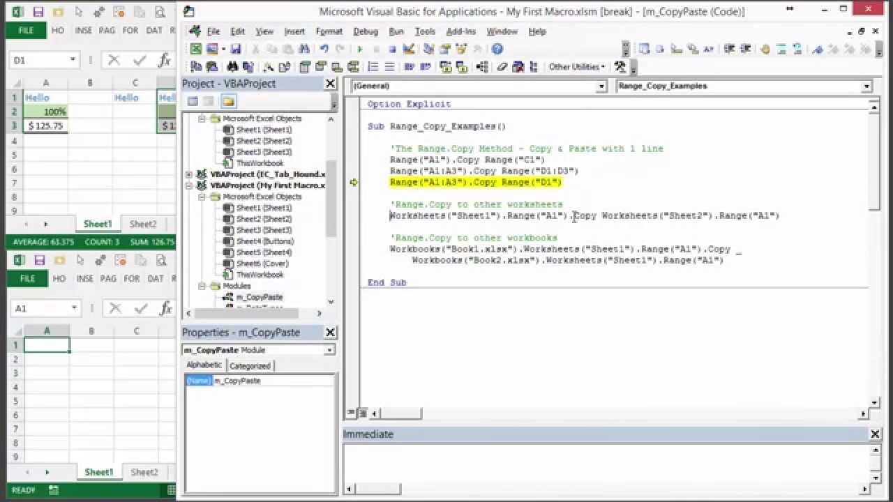 cells paste vba