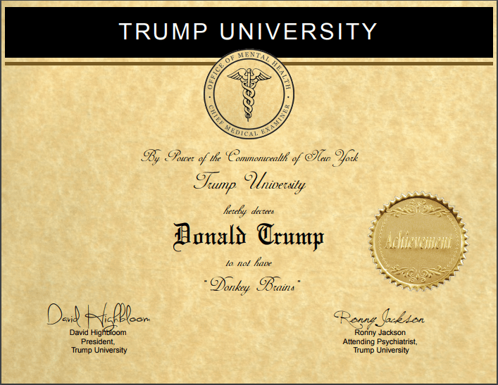 certificate of donkey brains