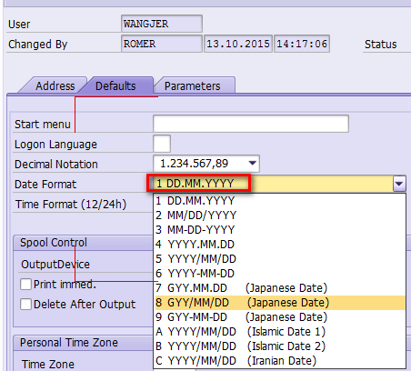 change date format sap