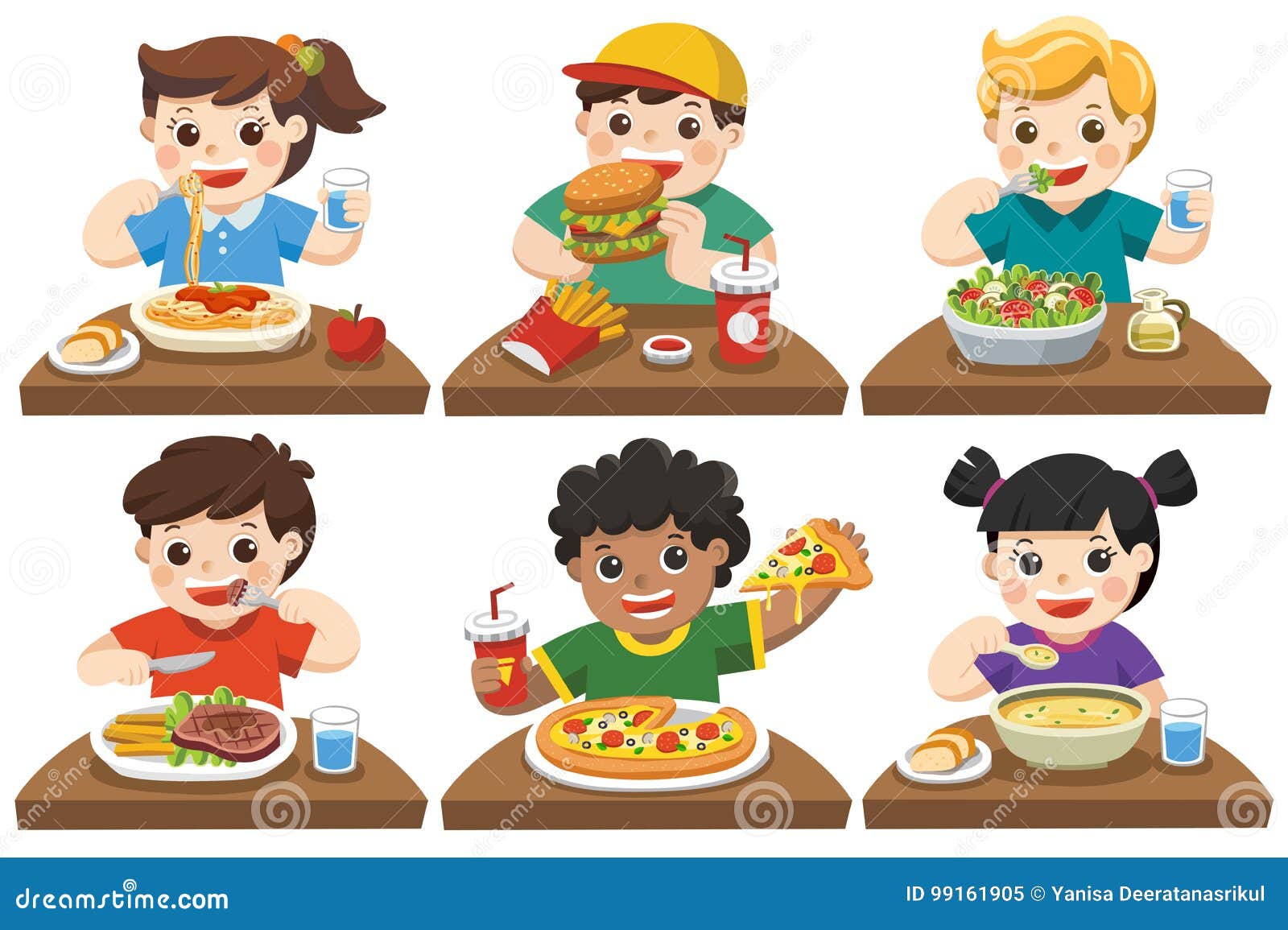 children eating food clipart