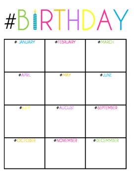 classroom birthday chart printable