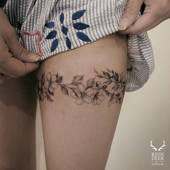 classy thigh band tattoos for females