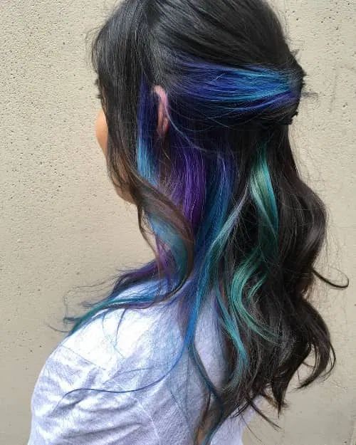 colorful hair underneath