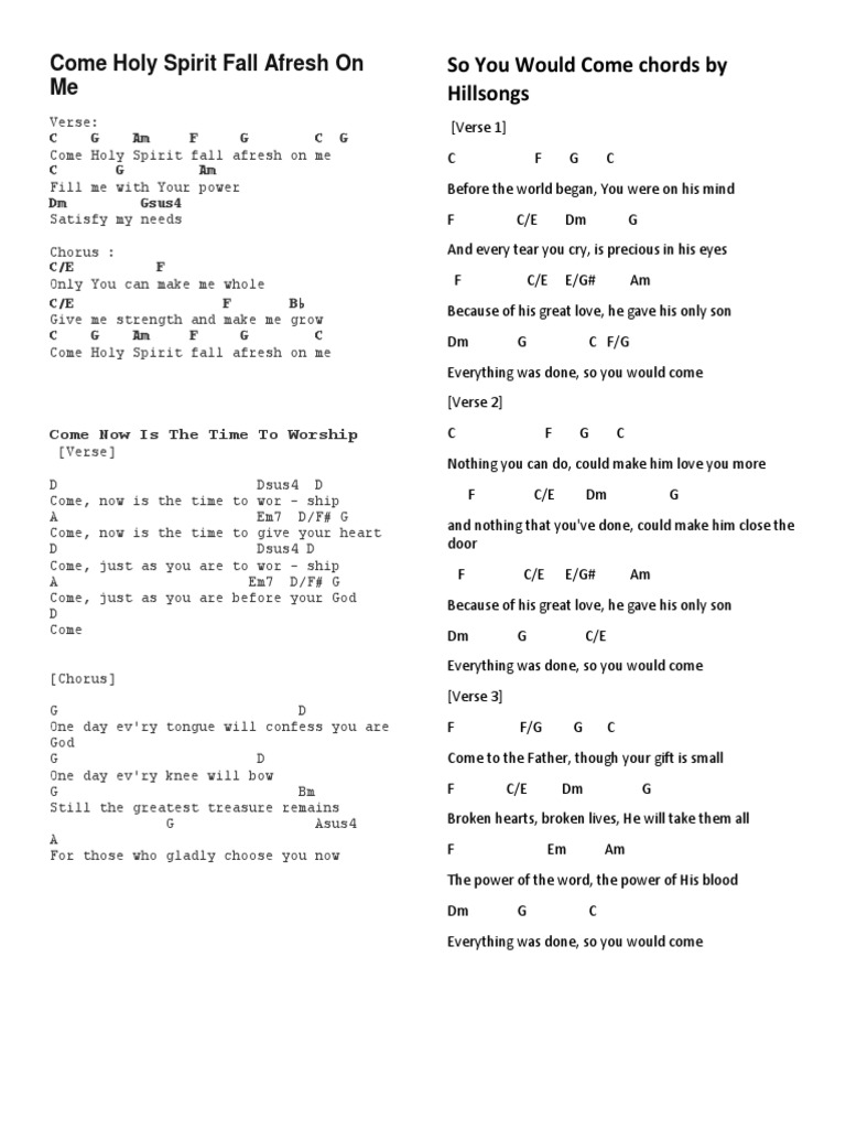 come holy fall on me now spirit lyrics