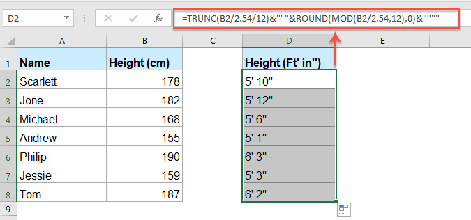 convert 1.78 m to feet and inches