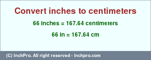 convert 66 inches to cm